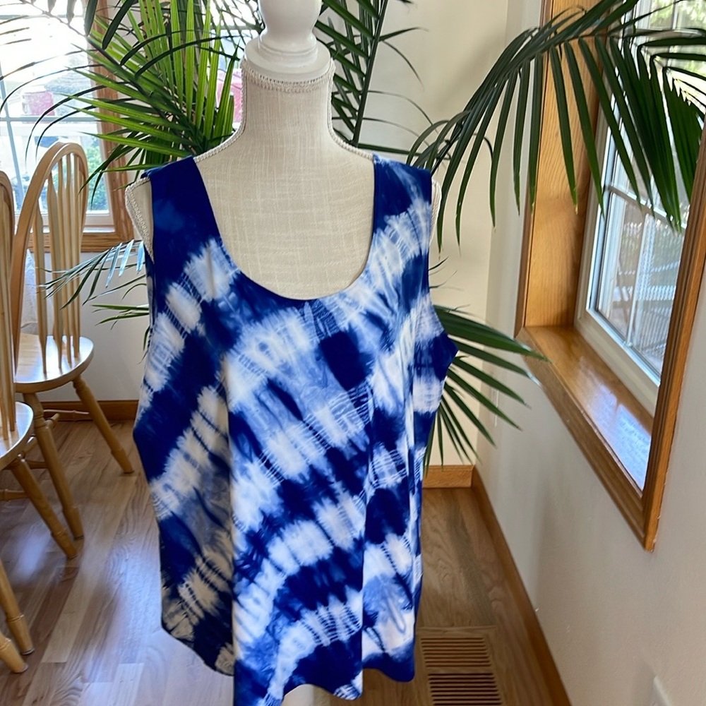 Chico's Women's Blouse in Royal Blue and White